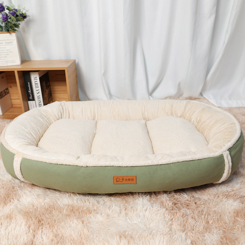Linen Non-Slip Round Nest Bed For Pets