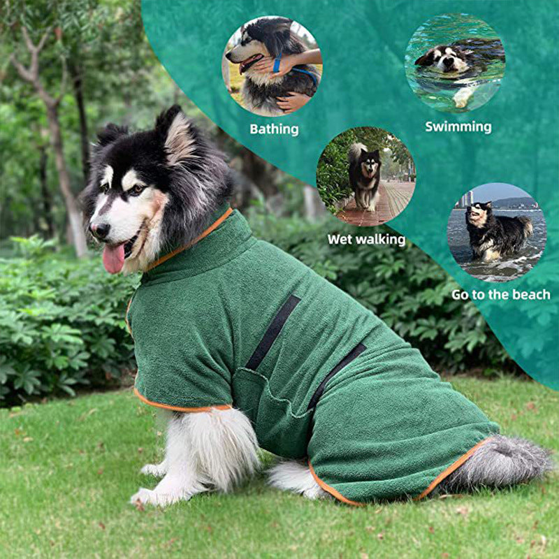 Fast-Drying Microfiber Pet Bathrobe Soft Absorbent Grooming Coat