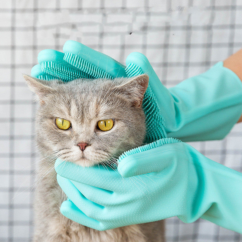 Silicone Pet Grooming Brush And Massage Bath Glove