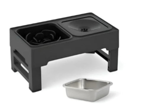 Adjustable Height Double Bowl Stand For Food And Water For Pets