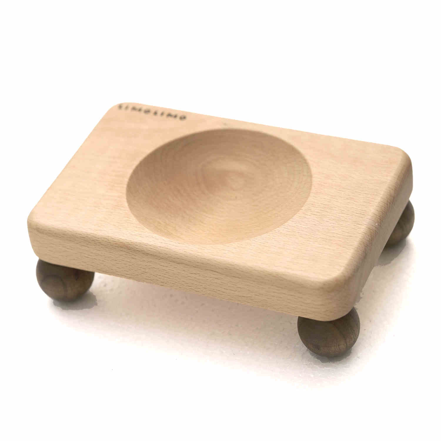 Solid Wood Pet Bowl With Ceramic Insert For Feeding