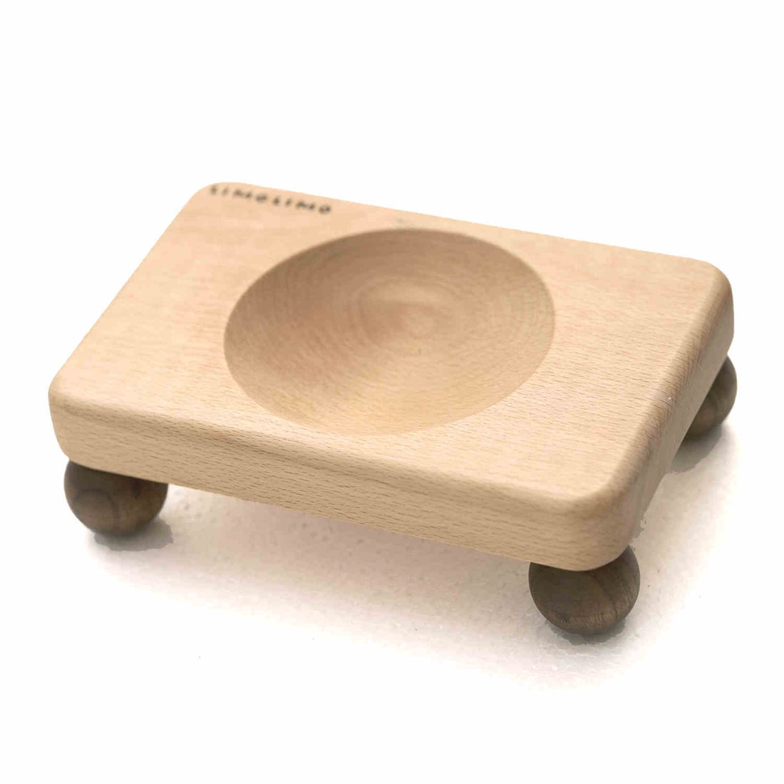 Solid Wood Pet Bowl With Ceramic Insert For Feeding