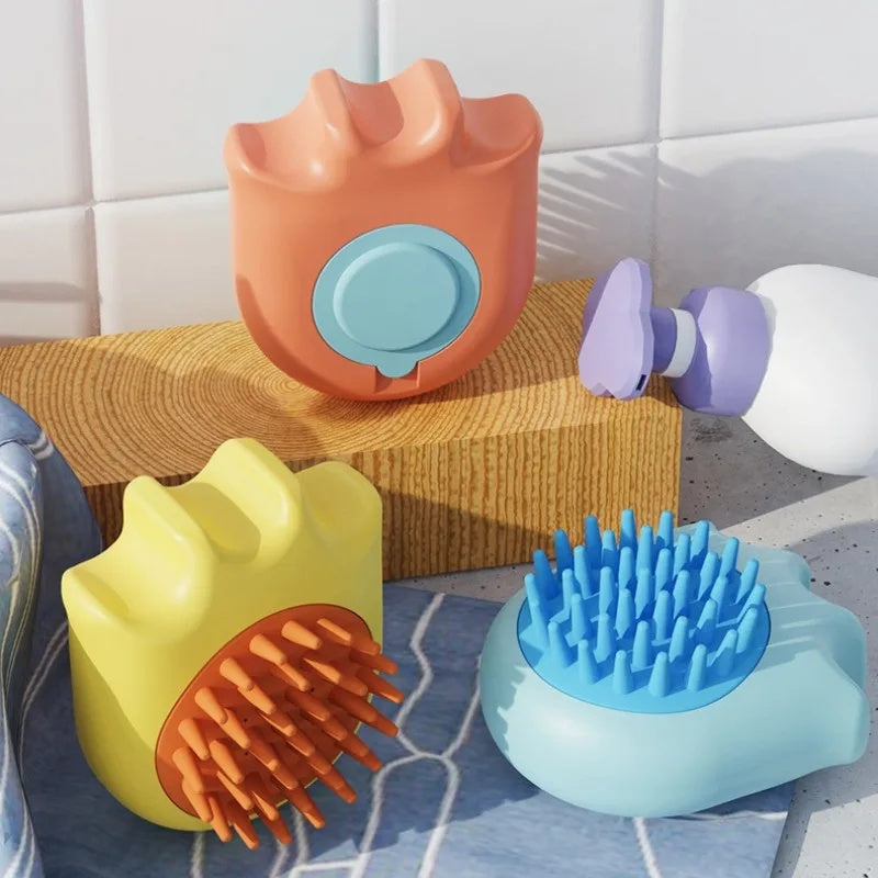 Pet Bath And Massage Brush With Shampoo Holder