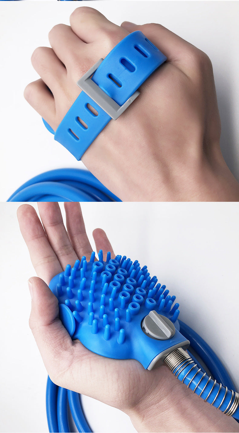 Handheld Silicone Pet Bath Gloves With Massage Shower Nozzle
