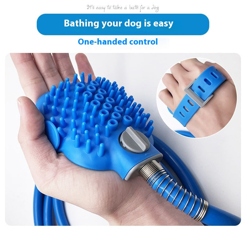 Handheld Silicone Pet Bath Gloves With Massage Shower Nozzle