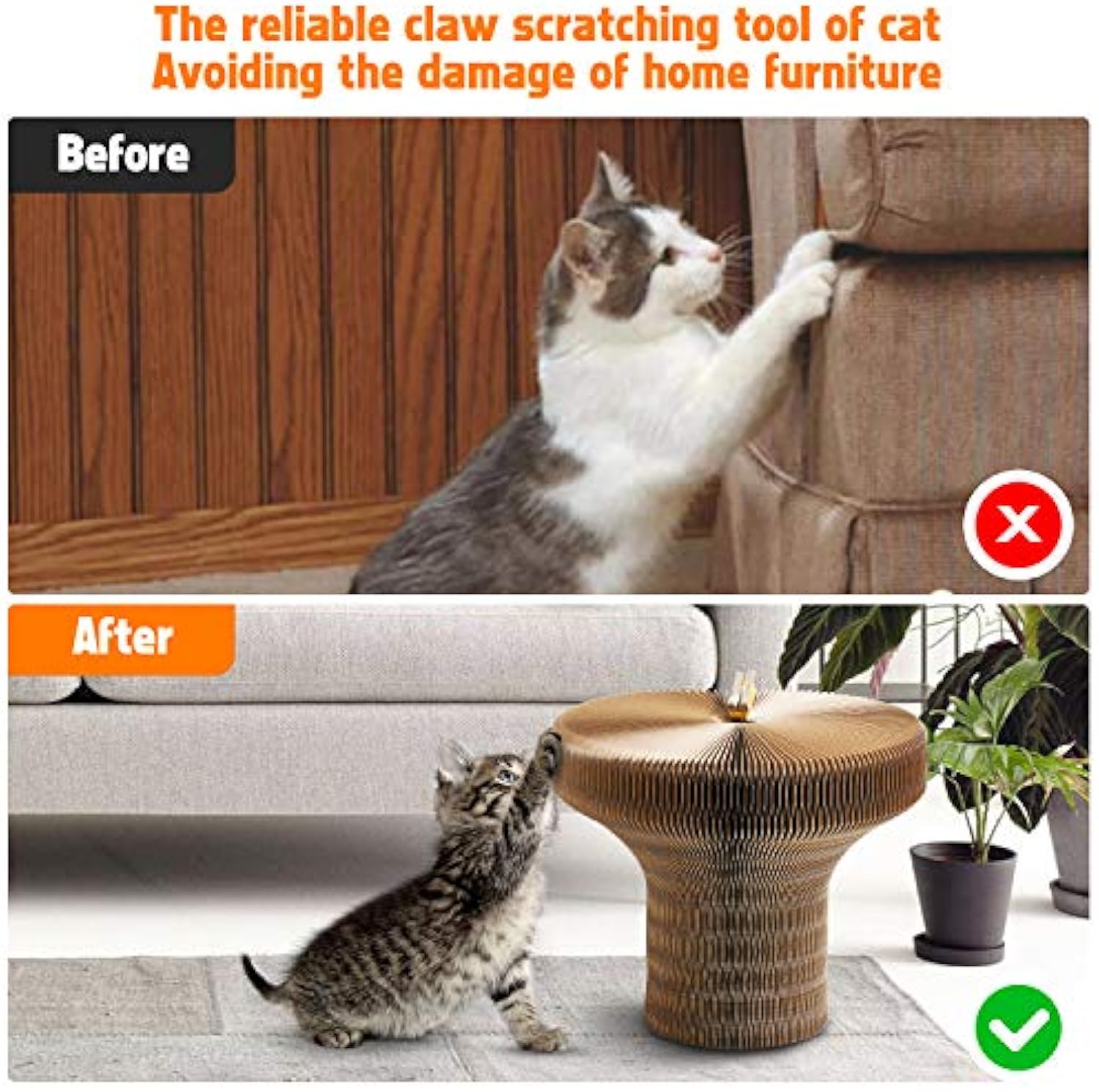 Collapsible Cardboard Pet Scratcher Lounge Bed Round Indoor Nest
