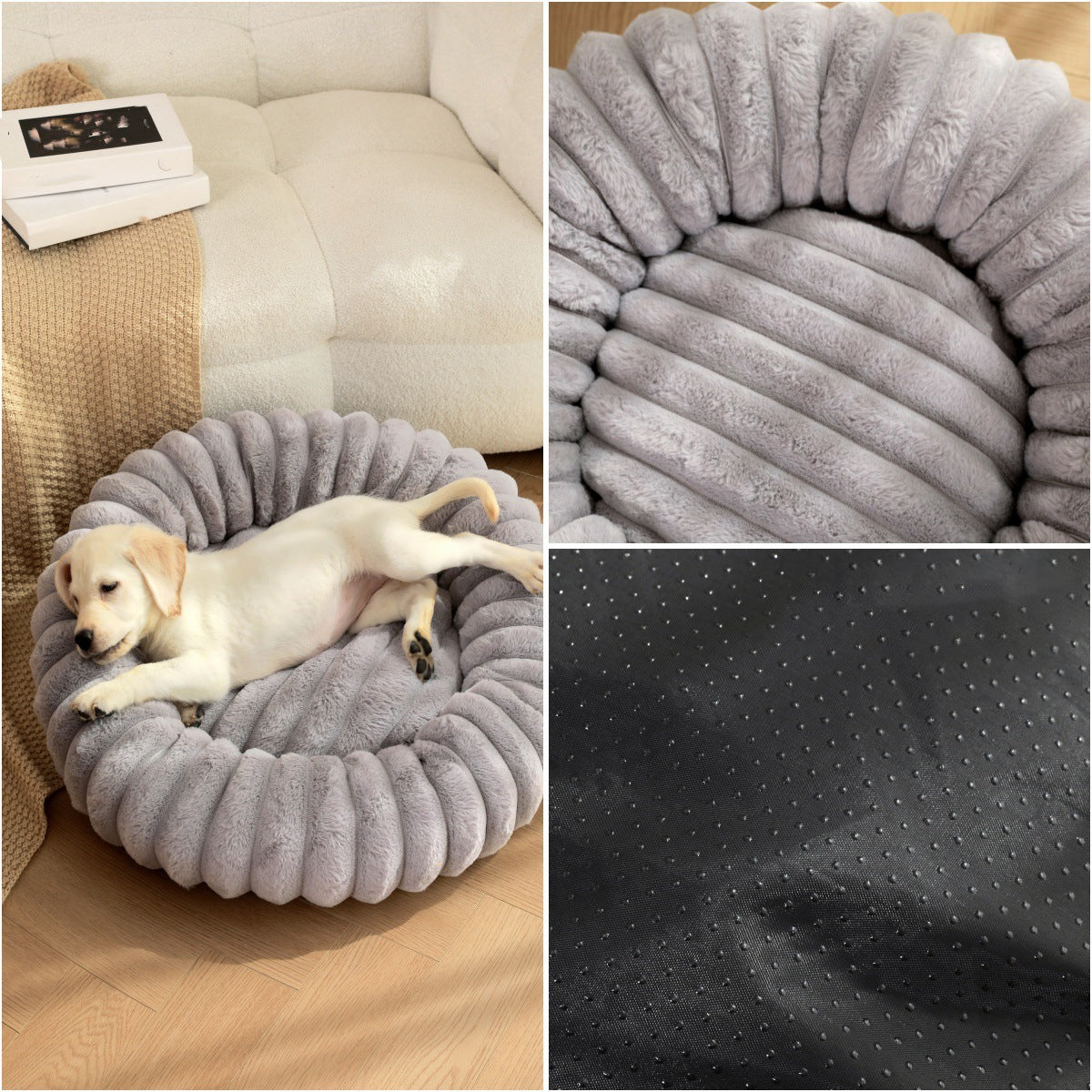 High-Density Plush Round Bed For Pets Winter Use
