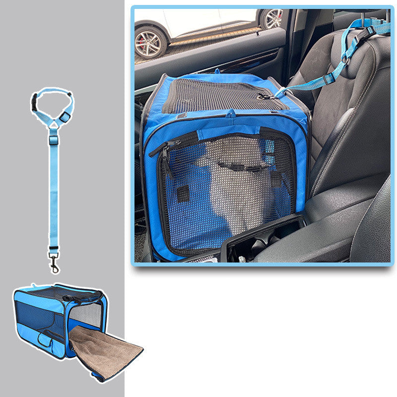 Portable Folding Fabric Pet Travel Carrier Bag With Safety Zippers