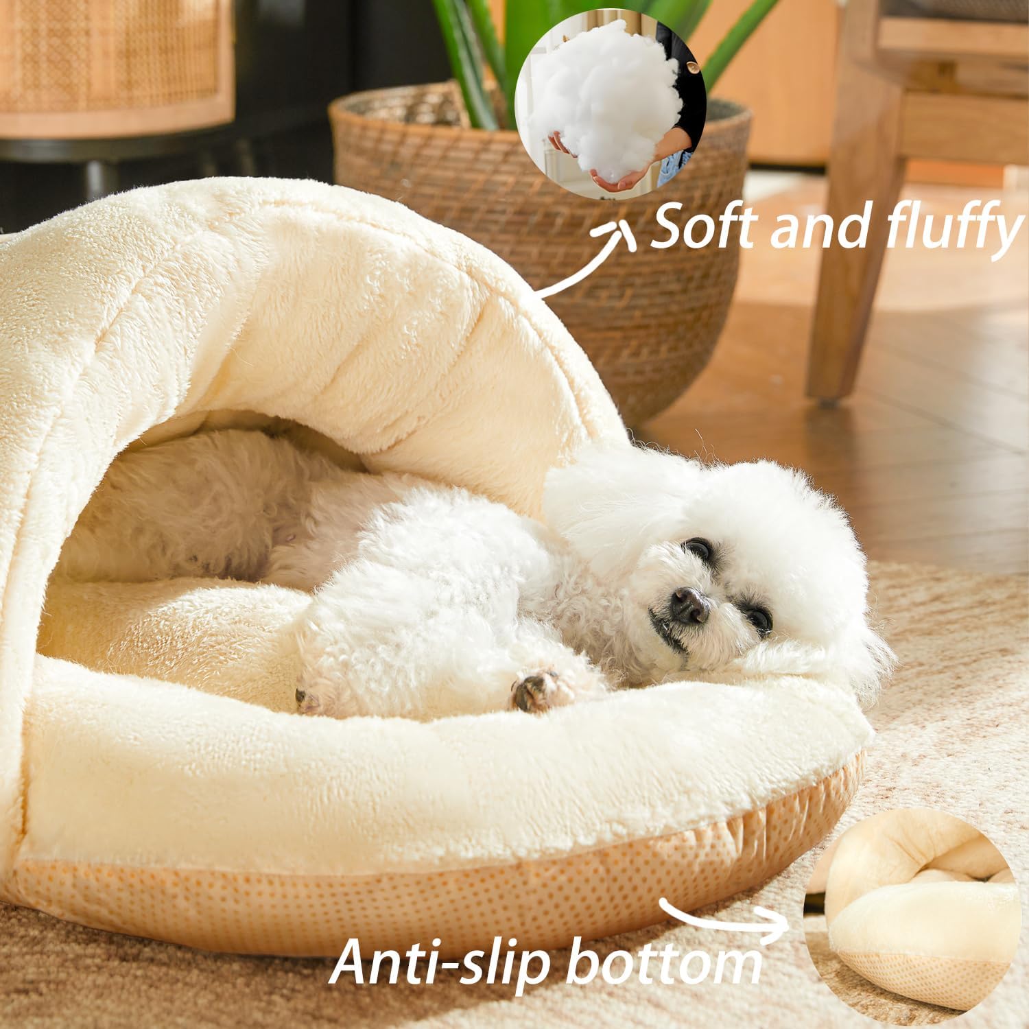 Ultra Soft Plush Pet Bed Slipper Cave Anti-Slip Warm Nest