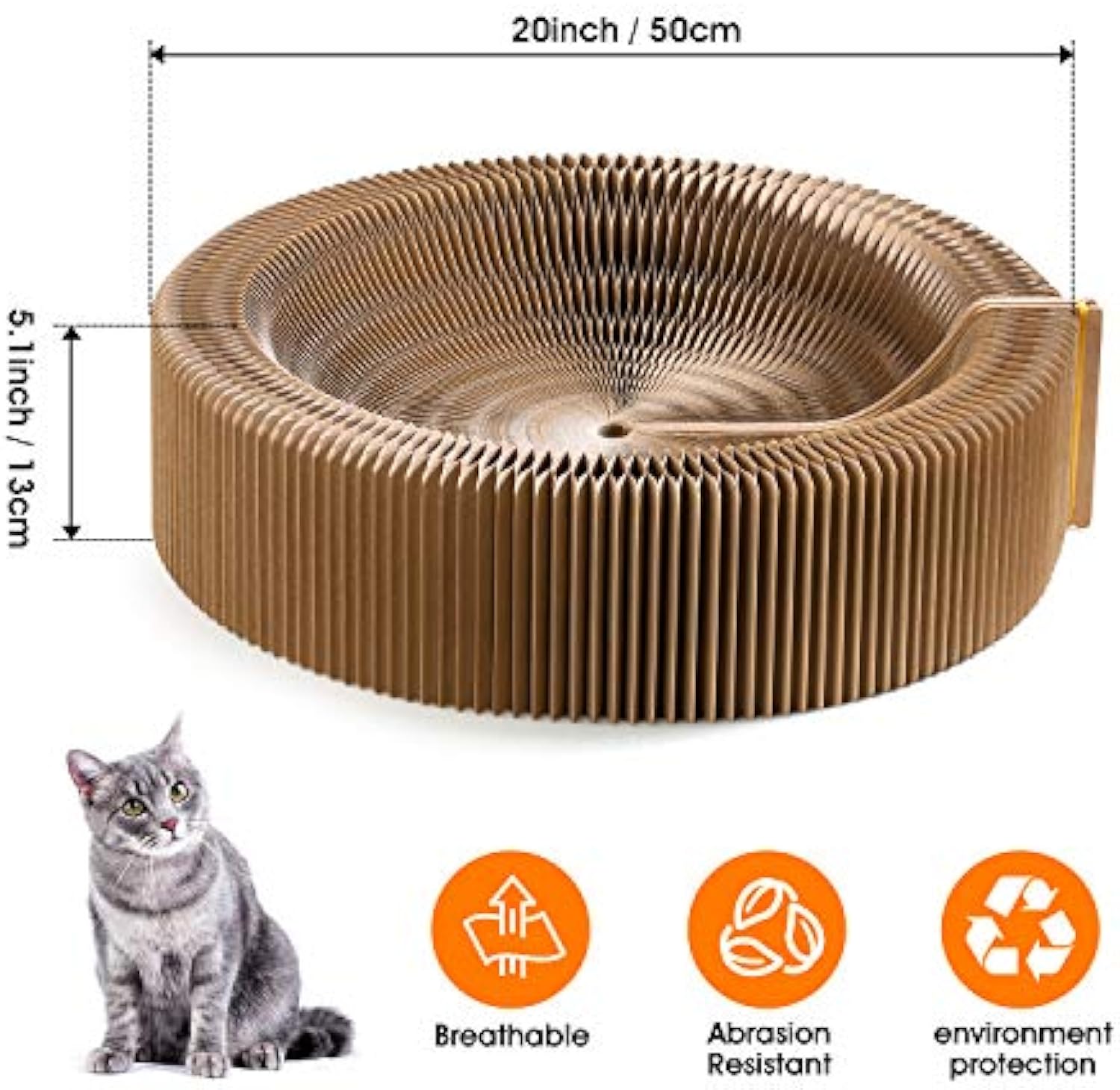 Collapsible Cardboard Pet Scratcher Lounge Bed Round Indoor Nest