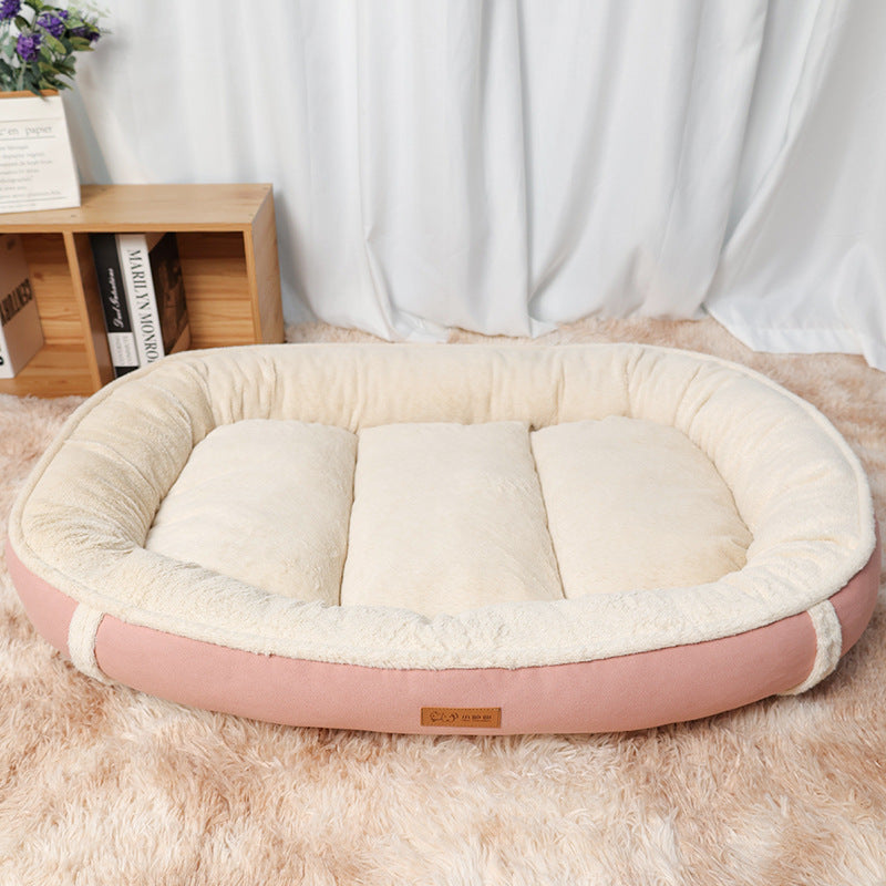 Linen Non-Slip Round Nest Bed For Pets