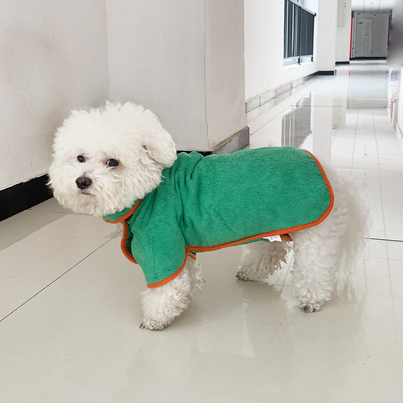 Fast-Drying Microfiber Pet Bathrobe Soft Absorbent Grooming Coat
