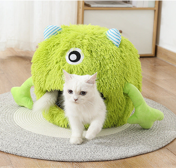 Fluffy Round Indoor Pet Bed Soft Non-Slip Self-Warming Cushion