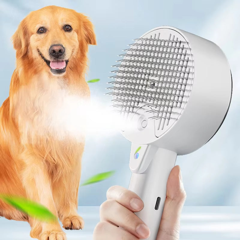 3-in-1 Electric Steam Brush With Massage And Grooming Function For Pets