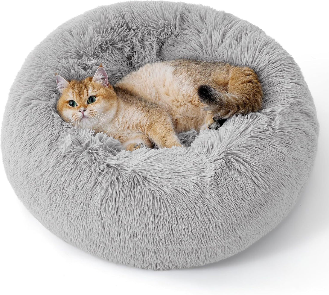 Indoor Non-Slip Round Fluffy Plush Bed For Pets