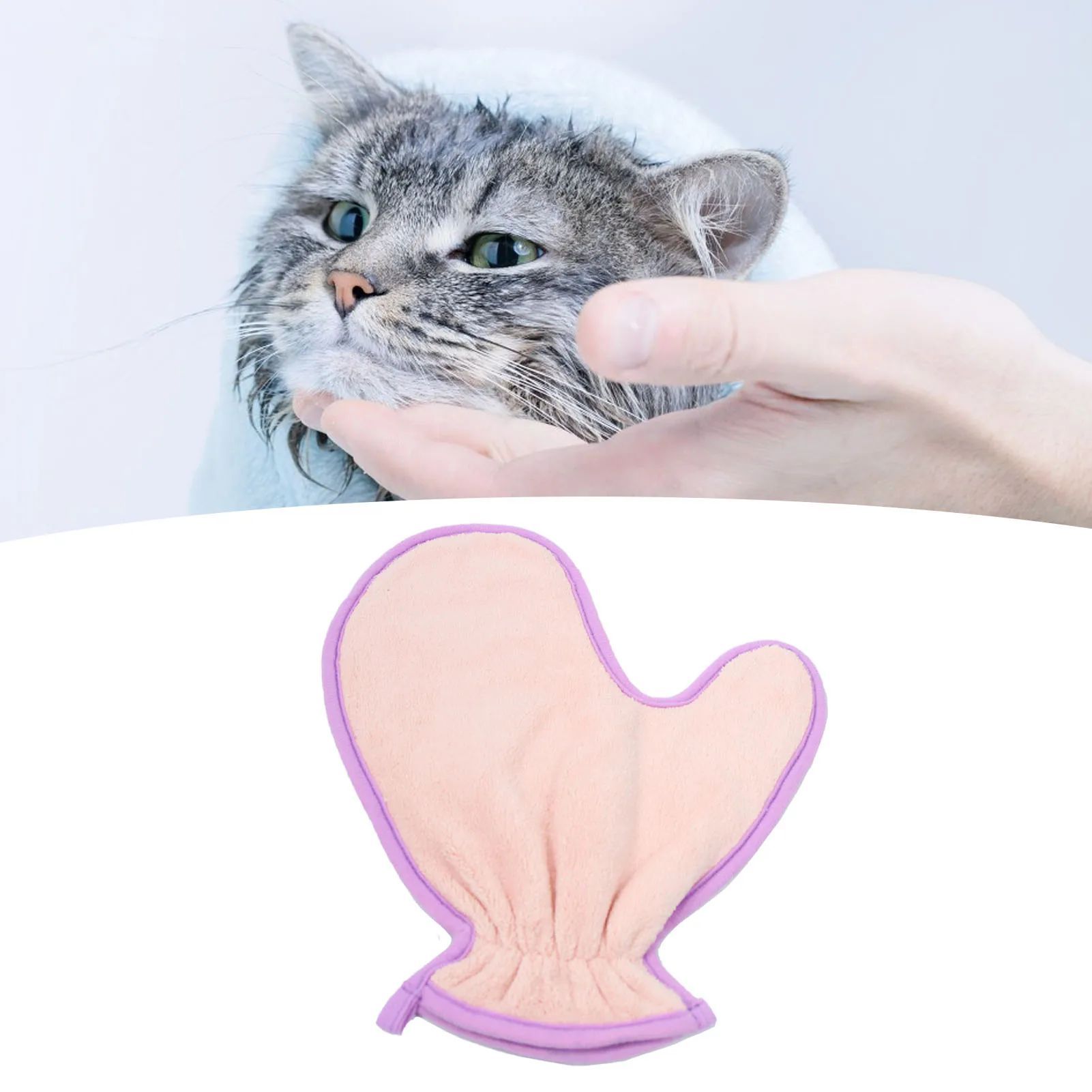 Double-Sided Pet Bath Towel Soft Absorbent Plush Gloves