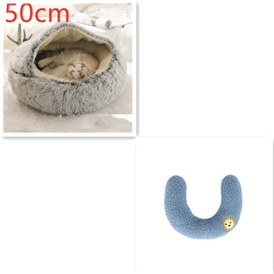 2-in-1 Round Plush Pet Bed Soft Warm Indoor Nest