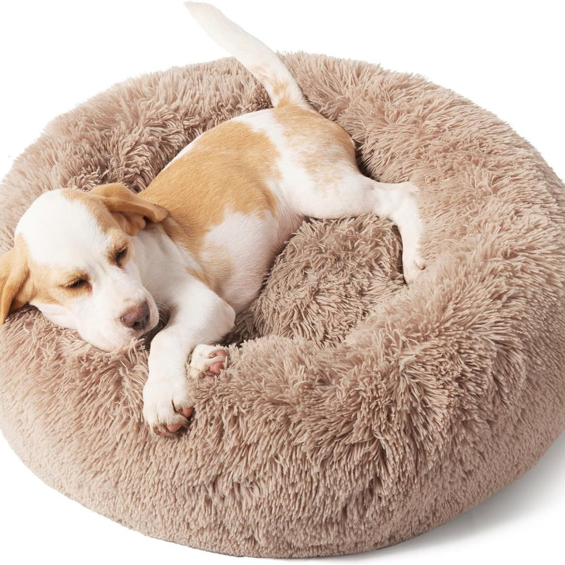 Indoor Non-Slip Round Fluffy Plush Bed For Pets