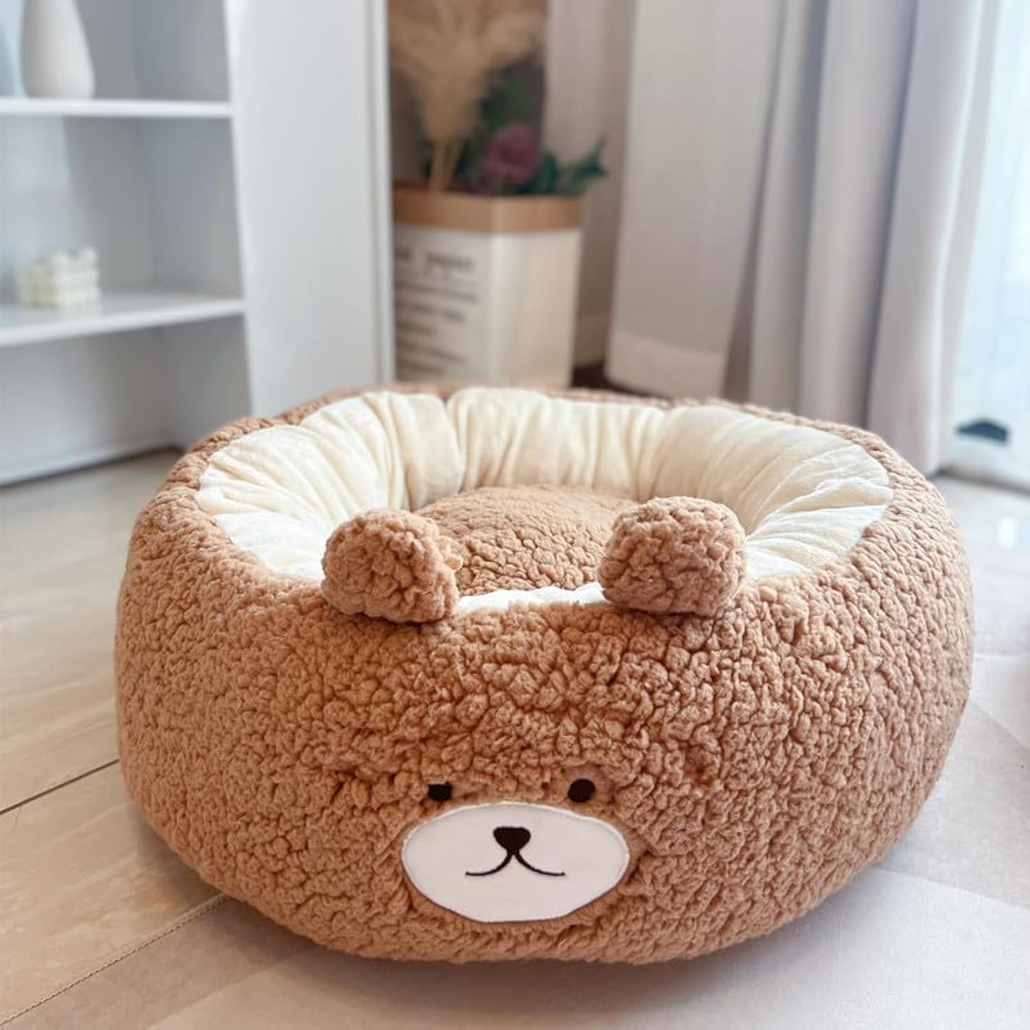 Cartoon Plush Pet Nest Round Soft Bed Four Seasons Cushion