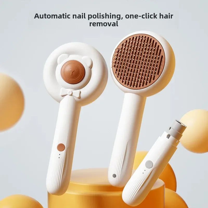 Rechargeable 2-in-1 Nail Trimmer And Grooming Brush For Pets