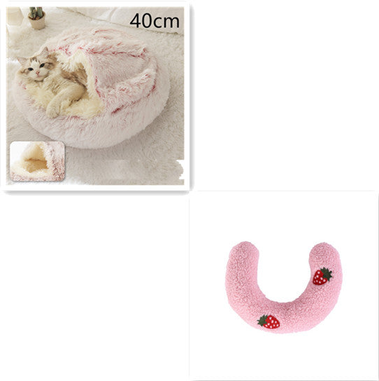 2-in-1 Round Plush Pet Bed Soft Warm Indoor Nest
