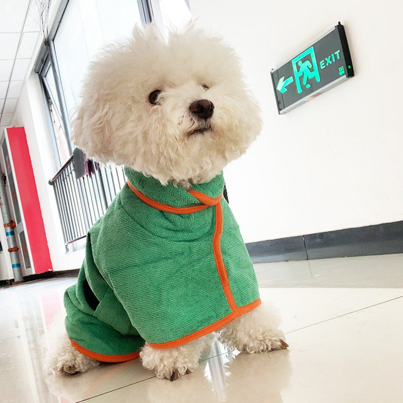Fast-Drying Microfiber Pet Bathrobe Soft Absorbent Grooming Coat